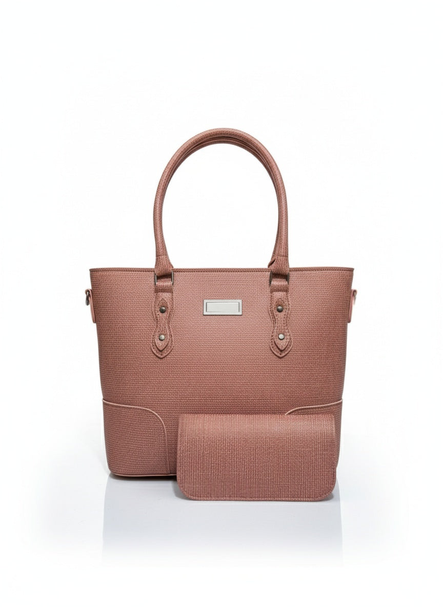 Elegant Textured Tote Handbag with Matching Clutch β Premium Everyday Style