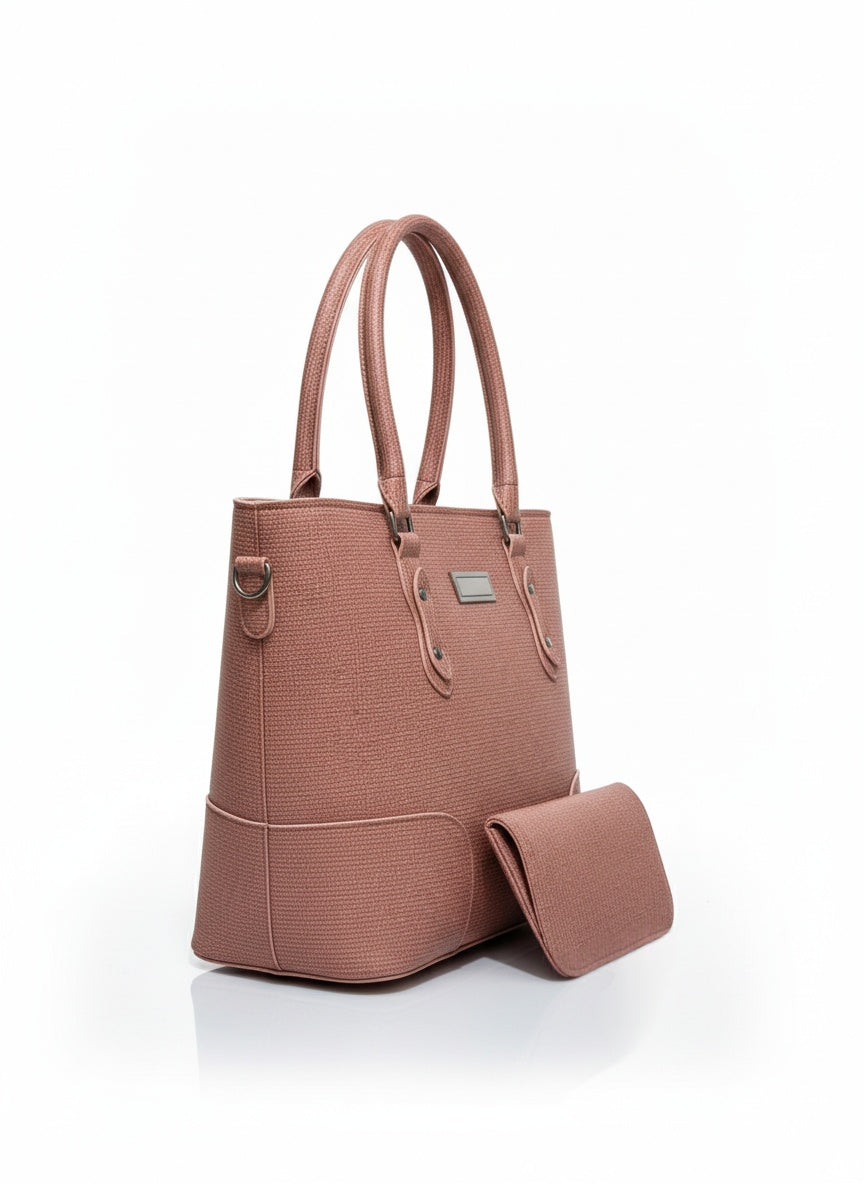 Elegant Textured Tote Handbag with Matching Clutch β Premium Everyday Style