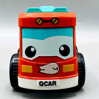 QCAR Cute Fire Truck Toy - Red & Teal Friction Powered