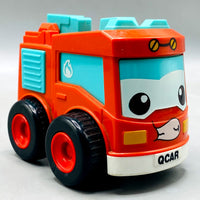 QCAR Cute Fire Truck Toy - Red & Teal Friction Powered