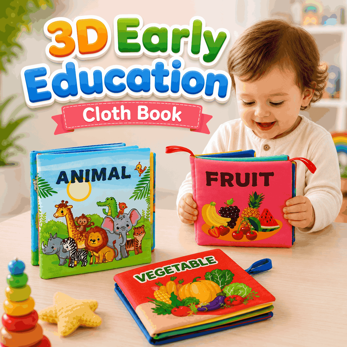 3D Early Education Cloth Book For Kids