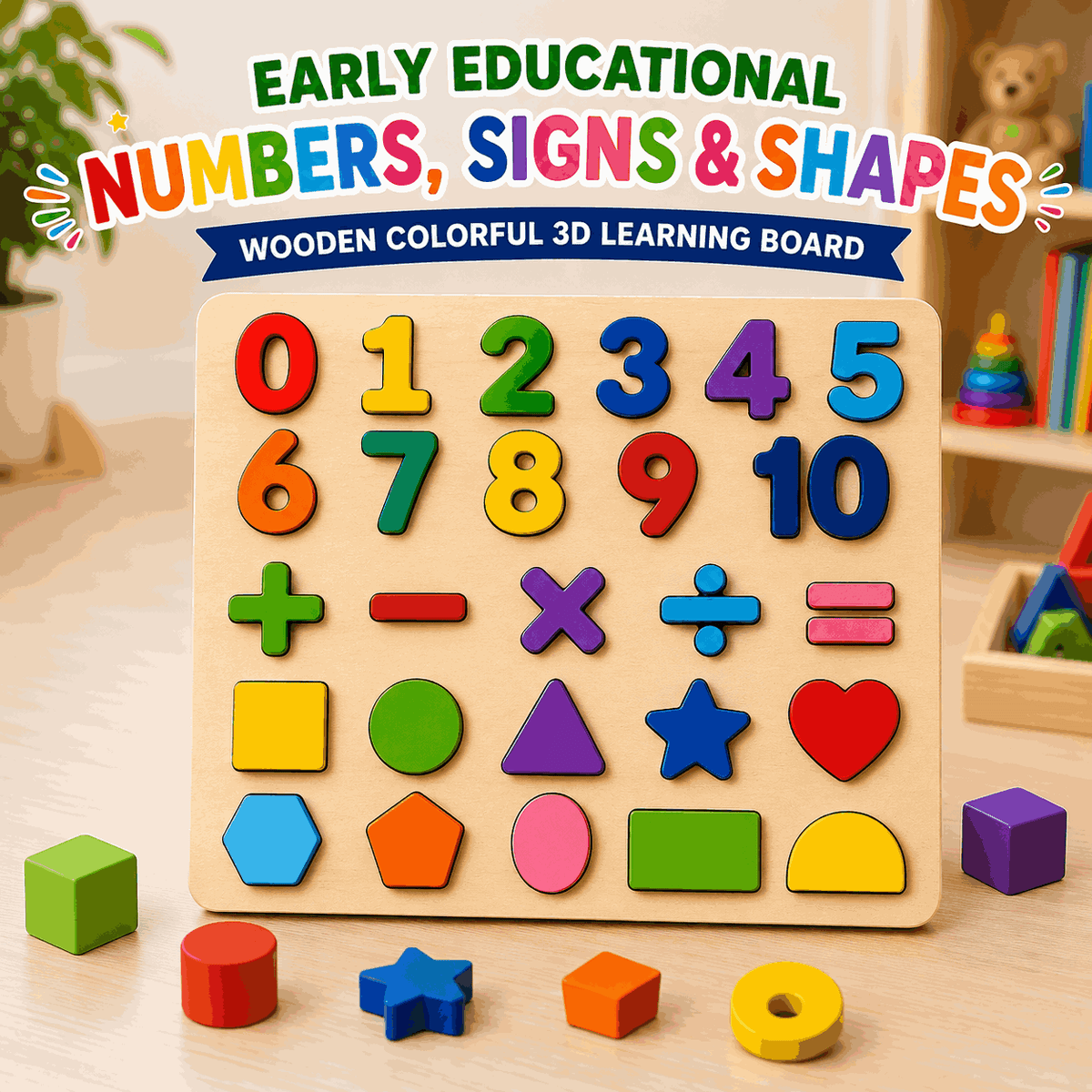 Early Educational Wooden Colorful 3D Learning Board (XY-5624)