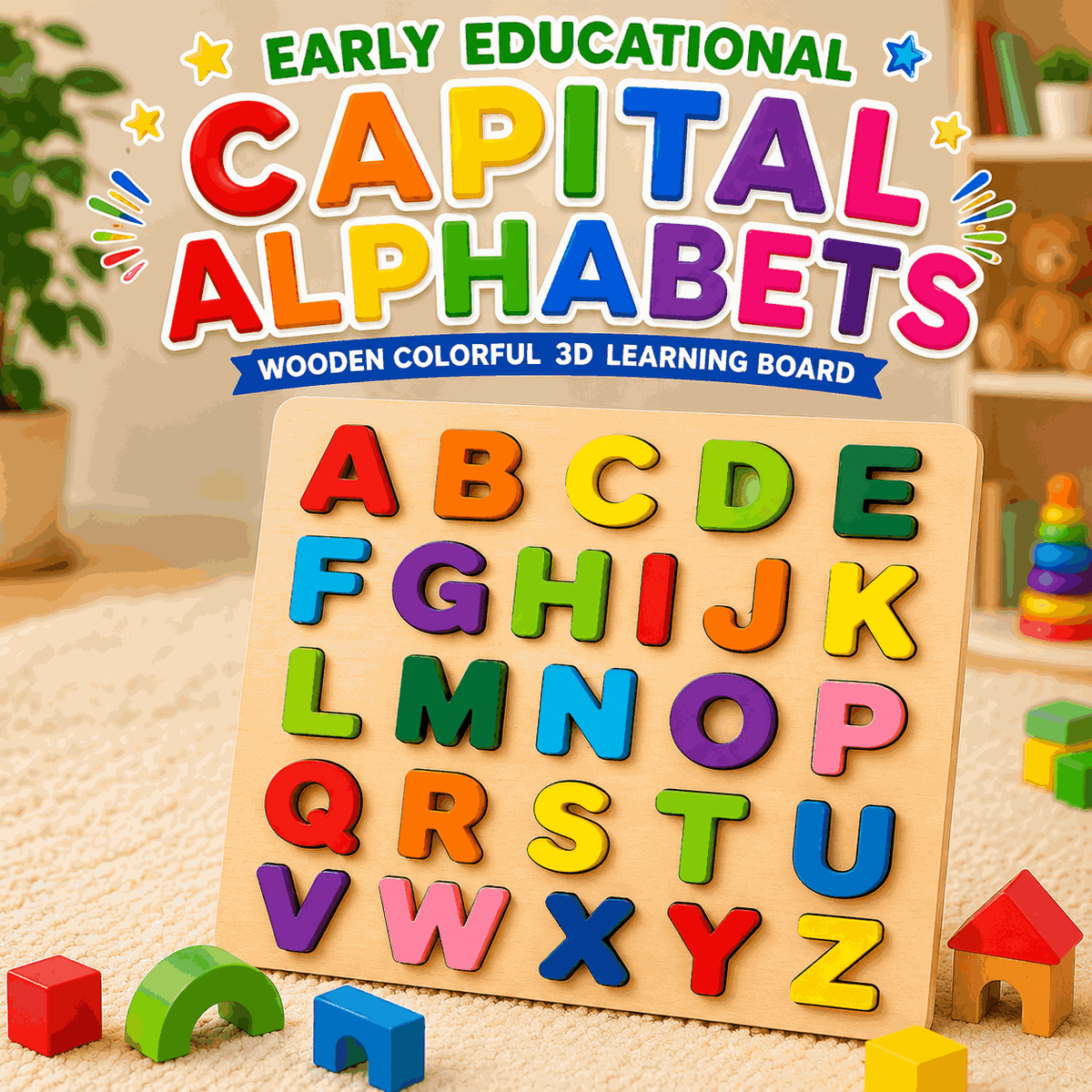 Early Educational Wooden Colorful 3D Learning Board (XY-5624)