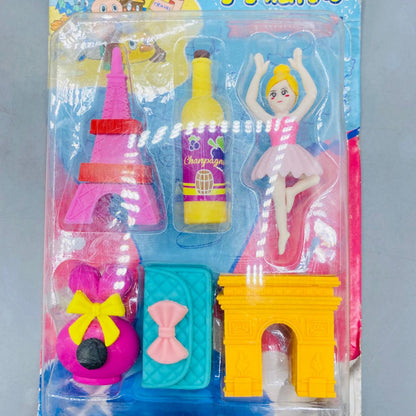 Qihou France Travel Theme Eraser Set