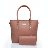 Elegant Textured Tote Handbag with Matching Clutch – Premium Everyday Style