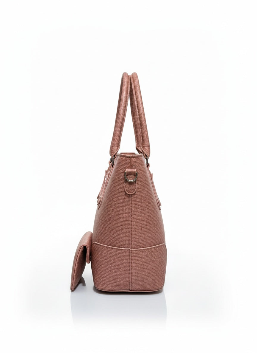 Elegant Textured Tote Handbag with Matching Clutch – Premium Everyday Style