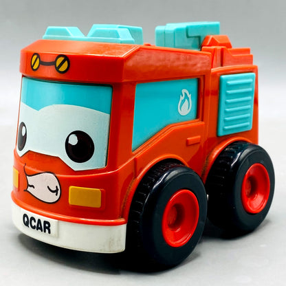 QCAR Cute Fire Truck Toy - Red & Teal Friction Powered