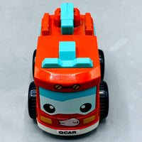 QCAR Cute Fire Truck Toy - Red & Teal Friction Powered