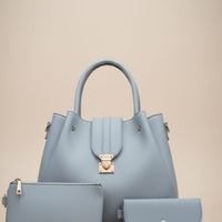 “Luxury 3-in-1 Powder Blue Handbag Set – Elegant, Spacious & Must-Have!”