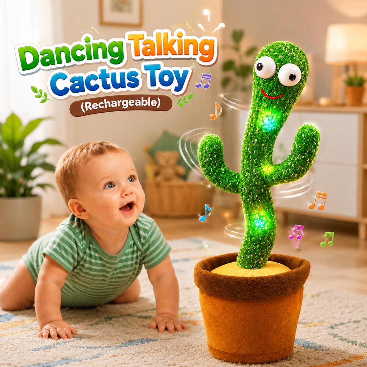 Premium Dancing Talking Cactus Toy (Rechargeable)