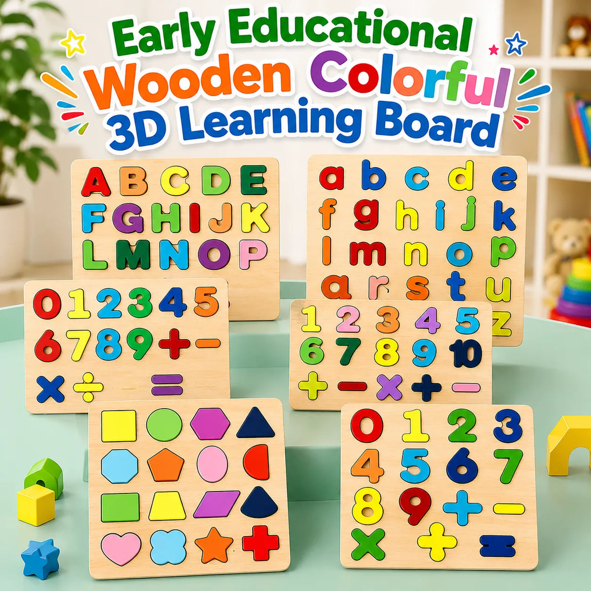 Early Educational Wooden Colorful 3D Learning Board (XY-5624)