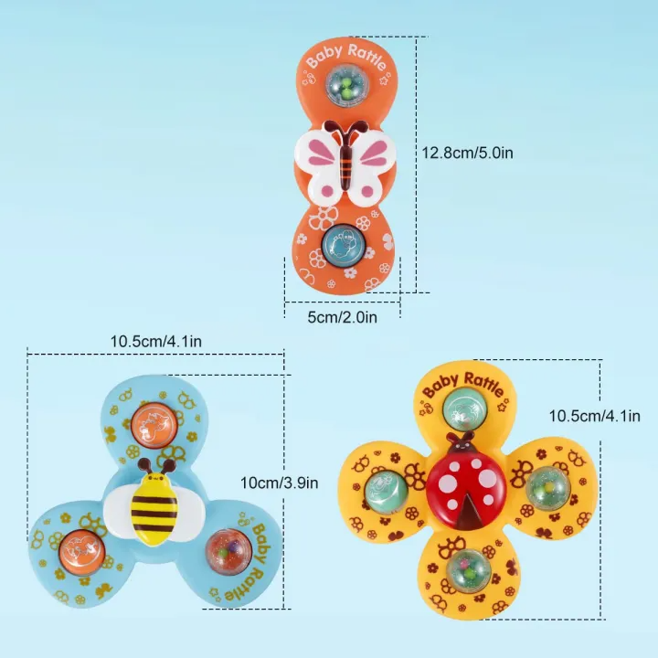 3 in 1 Baby Rattles Set with Suction Cup Spinner Toy (6329)