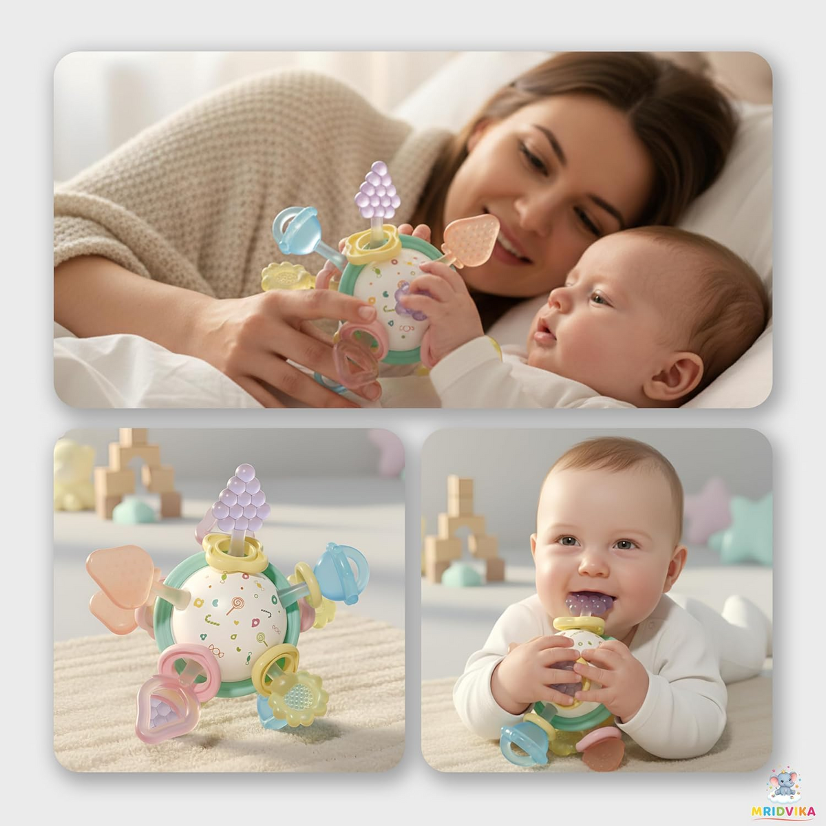 3 in 1 Teether Ball For Babies (1127-1A)