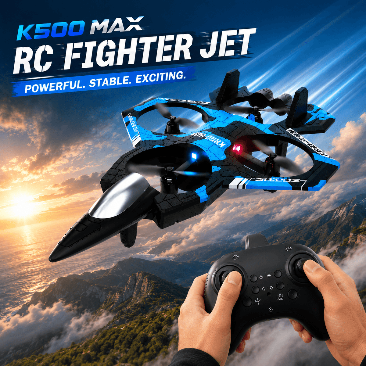 K500 Max RC Fighter Jet Drone for Kids & Adults (Random Color)