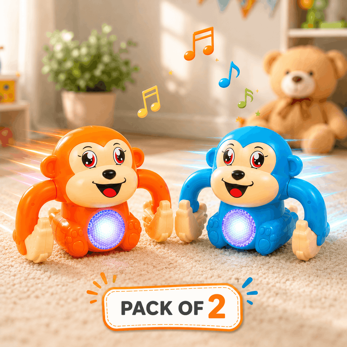 Rolling Banana Monkey Toys with Light & Music (826)
