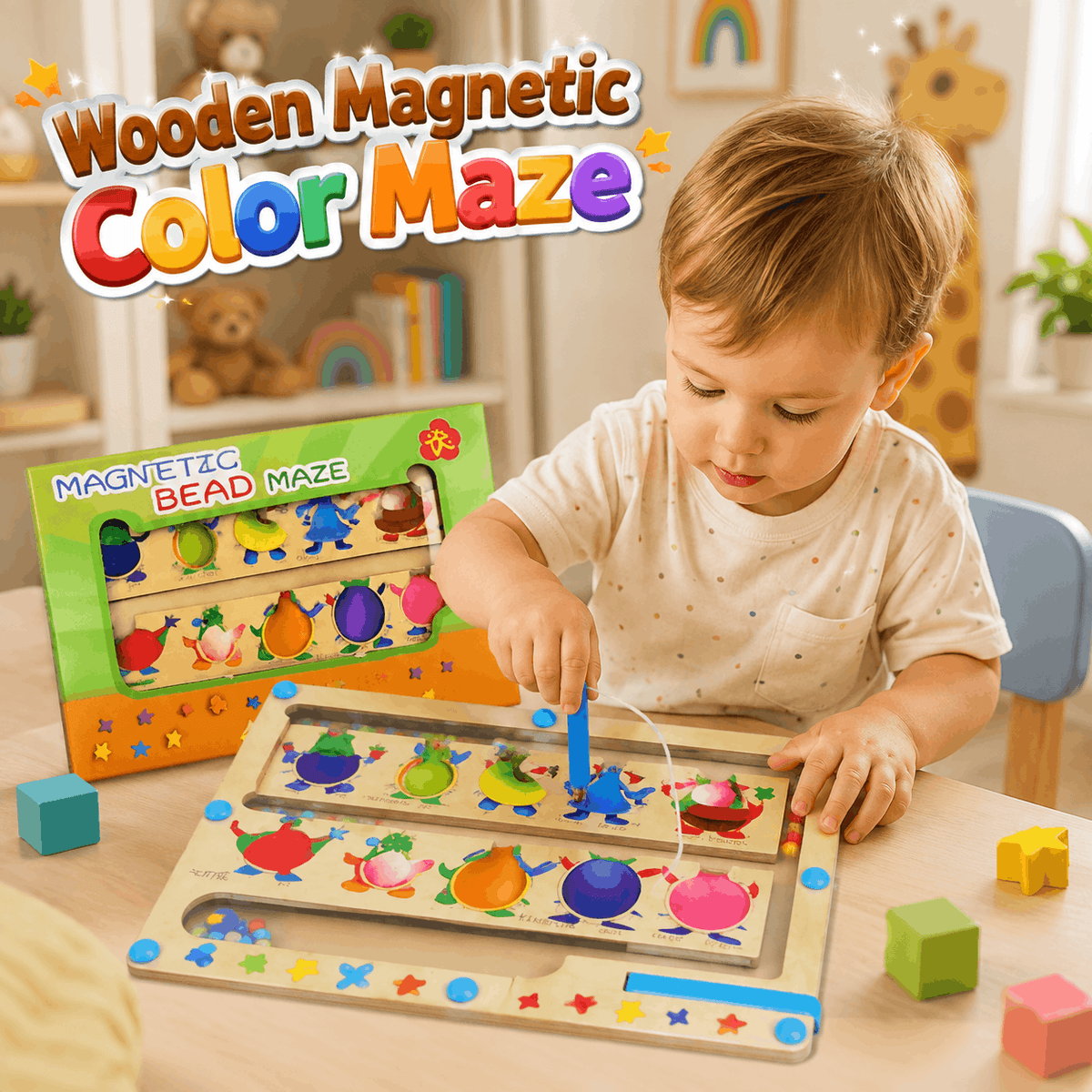 Wooden Magnetic Color Classification Maze (BTE-005C)